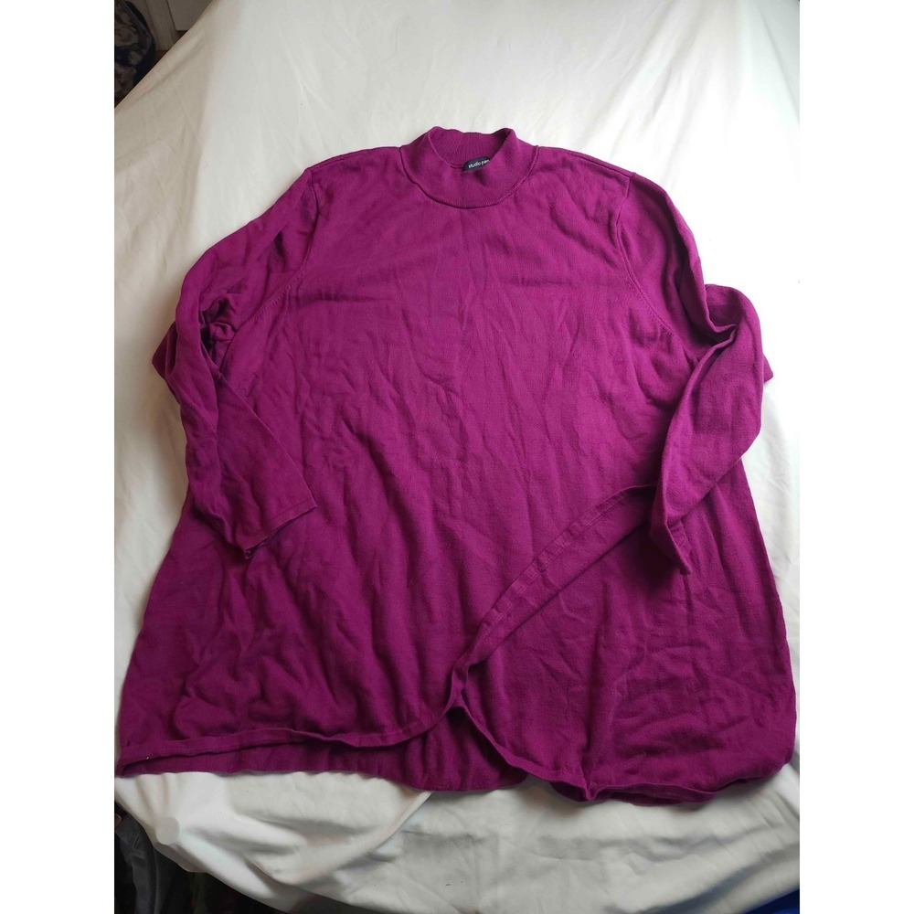 Studio Park Sweater Womens‎ 4X Purple Mock Neck Cut Away Pullover Long Sleeves